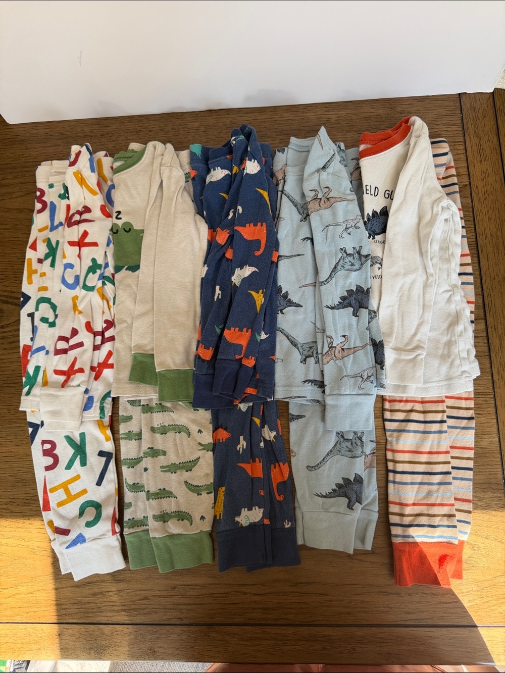 Old Navy Boys Dino & Alphabet Pajama Set - Navy, Light Blue, White & Multicolor